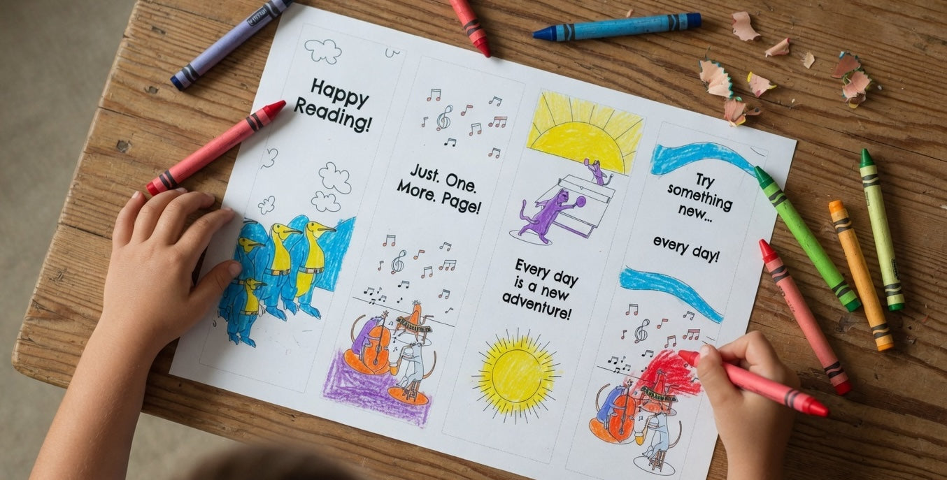 Child coloring a book with crayons on a wooden table, free colouring pages