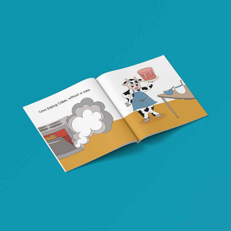 Children's book titled 'If Penguins Wore Pants' with coloruful illustration of  a cooking baking cakes by Australian Kids Author Michelle Macnamara