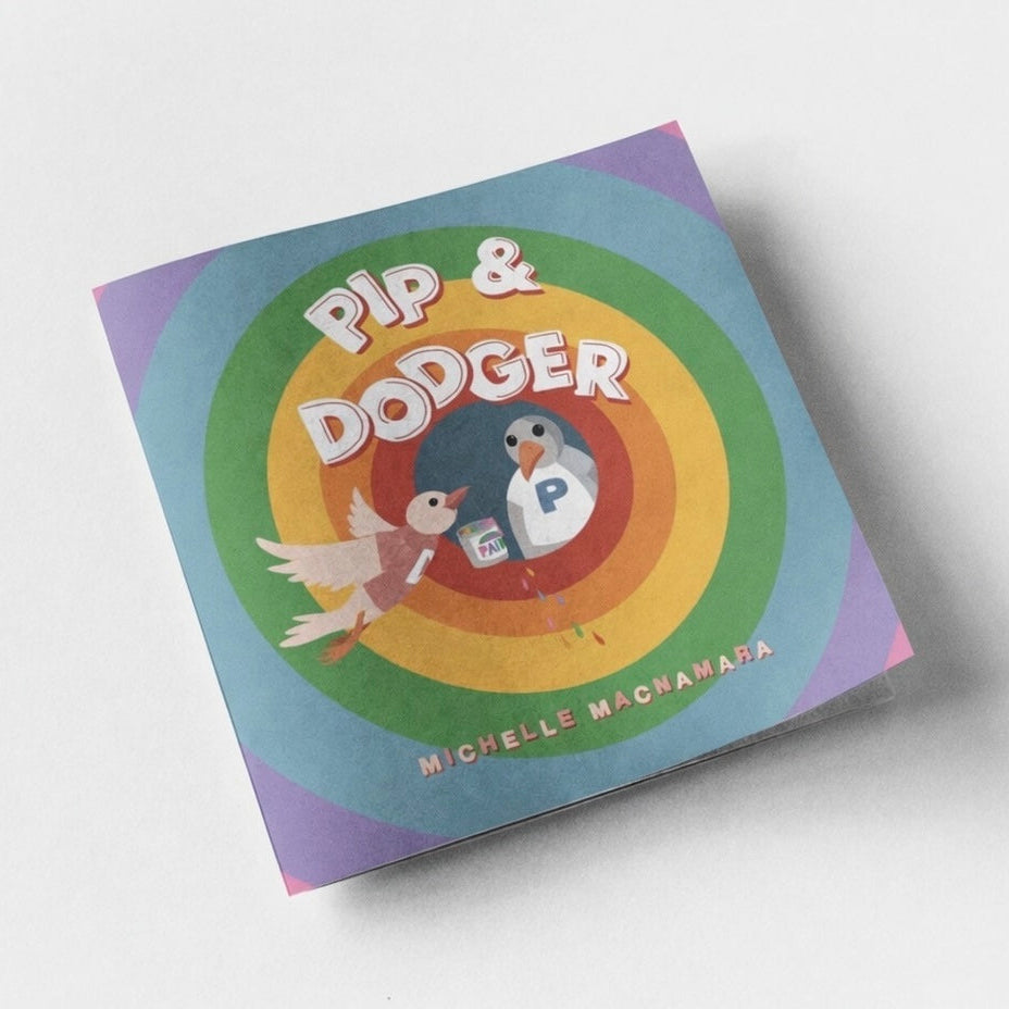 Book titled 'Pip & Dodger' by Michelle Macnamara on a white background